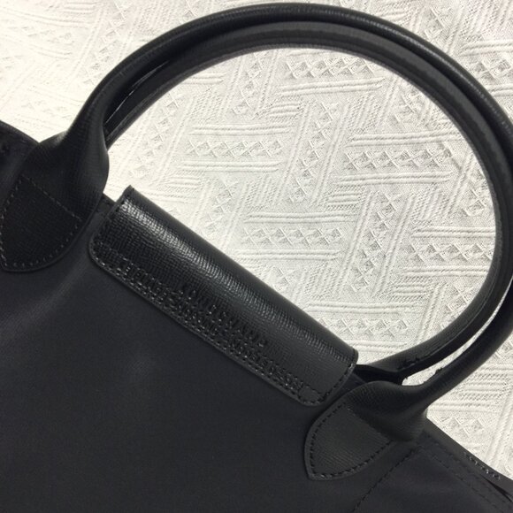 🎈 Long 💗champ Le Pliage Neo Tote Bag size  Large Black - Picture 5 of 7